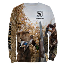 Load image into Gallery viewer, Duck hunting with Dog Chocolate Labs Custom Name All over print Shirts, Duck hunting gifts FSD4014