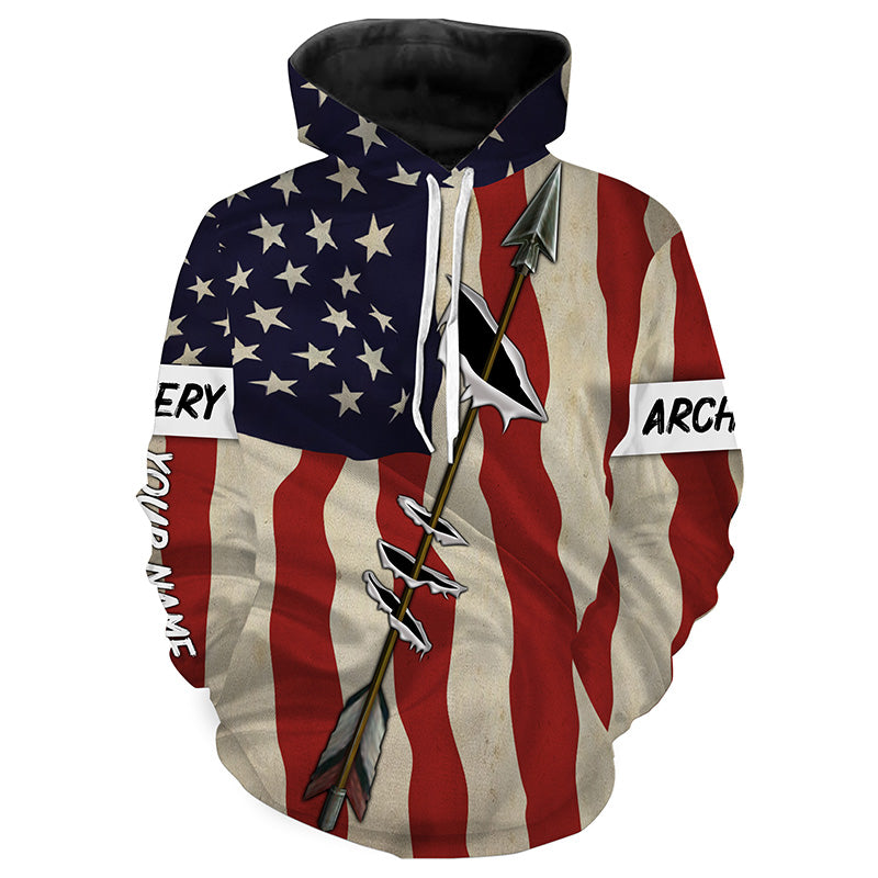 Archery Bow Hunting American flag custom Name 3D All over printed Shirts - Personalized Archers Gifts FSD3539