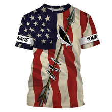 Load image into Gallery viewer, Archery Bow Hunting American flag custom Name 3D All over printed Shirts - Personalized Archers Gifts FSD3539