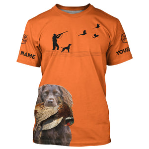 Boykin Spaniel Dog Pheasant Hunting Custom name Orange Shirts for Upland hunters FSD3953