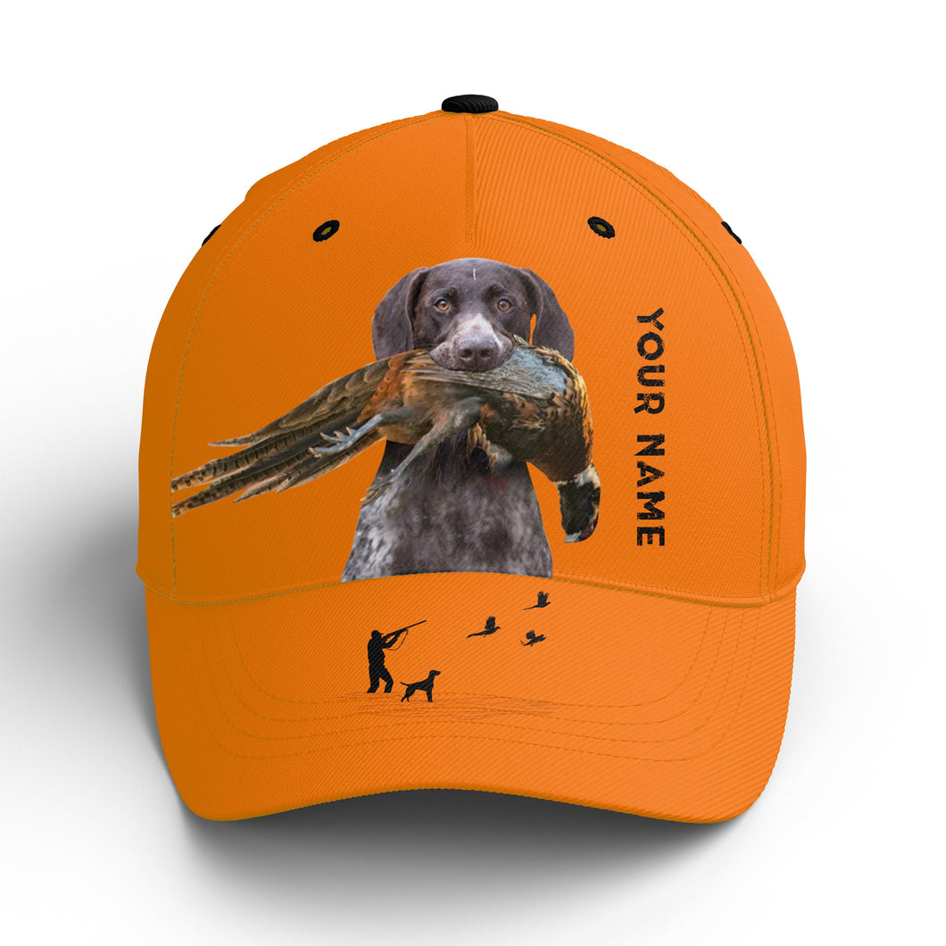 Hunting Dogs Pheasant Hunting Blaze Orange Custom Name Hat for Men, Choose hunting dog breeds FSD3967