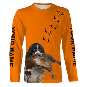 Pointing Dogs Breeds Pheasant Hunting Custom Name Blaze Orange Long Sleeve Shirts for Bird Hunter FSD4018