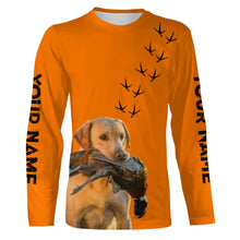 Load image into Gallery viewer, Pointing Dogs Breeds Pheasant Hunting Custom Name Blaze Orange Long Sleeve Shirts for Bird Hunter FSD4018