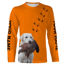 Load image into Gallery viewer, Pointing Dogs Breeds Pheasant Hunting Custom Name Blaze Orange Long Sleeve Shirts for Bird Hunter FSD4018