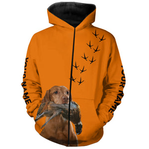 Vizsla Dog Pheasant Hunting Blaze Orange custom Name Hunting Hoodie, T-shirt FSD3975