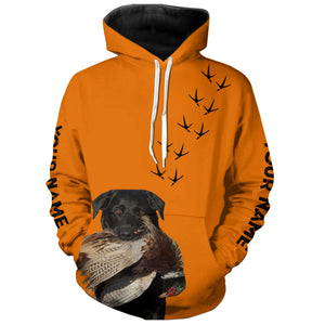 Black Labs dog Pheasant Hunting Blaze Orange custom Name Hunting Hoodie, T-shirt FSD3976