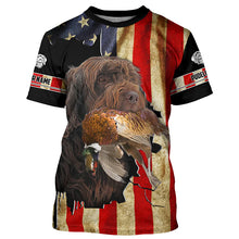Load image into Gallery viewer, Pudelpointer Pheasant hunting Dogs American flag Custom Name Shirts, gifts for hunting dog owners FSD3798