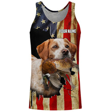 Load image into Gallery viewer, Brittany Bird dog Hunting Pheasant American flag Custom Name Shirts, gifts for hunting dog owners FSD3800