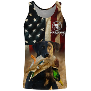 Best Duck Hunting Dogs black Labrador Retriever American flag 3D All over printed Shirts FSD3864