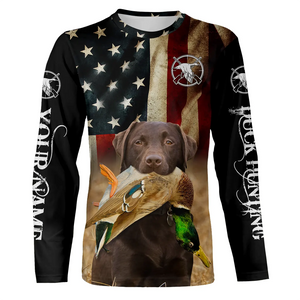 Best Duck Hunting Dogs chocolate Labrador Retriever American flag 3D All over printed Shirts FSD3865