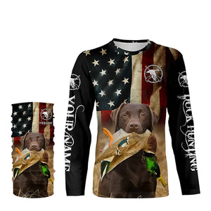 Best Duck Hunting Dogs chocolate Labrador Retriever American flag 3D All over printed Shirts FSD3865