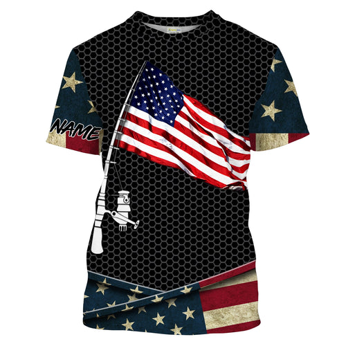 Fishing shirt American flag fishing rod Custom Name Sun protection Shirt Personalized fishing gifts ideas FSD1798
