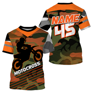 Camo Motocross Personalized Jersey UPF30+ UV Protect, Dirt Bike Racing Motorcycle Off-road Youth Riders| NMS450