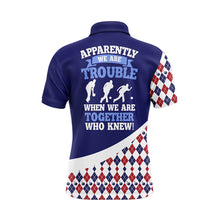 Load image into Gallery viewer, Custom Bowling Shirt for Men, Blue Argyle Bowling Jersey with Name League Bowling Polo Shirt NBP175