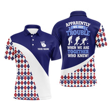 Load image into Gallery viewer, Custom Bowling Shirt for Men, Blue Argyle Bowling Jersey with Name League Bowling Polo Shirt NBP175