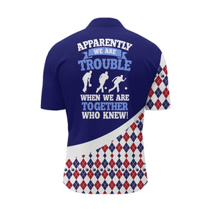 Custom Bowling Shirt for Men, Blue Argyle Bowling Jersey with Name League Quarter-Zip Shirt NBZ175