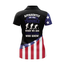 Load image into Gallery viewer, American Flag Bowling Shirt for Women Custom Bowling Jersey Funny Patriot Ladies League Polo Shirt NBP150