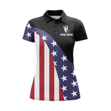 Load image into Gallery viewer, American Flag Bowling Shirt for Women Custom Bowling Jersey Funny Patriot Ladies League Polo Shirt NBP150