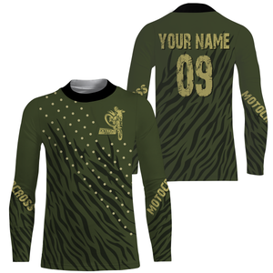 Personalized Motocross Jersey UPF30+ Kid&Adult Riders Military Green Dirt Bike Racing Off-road Motorcycle| NMS618