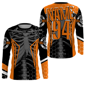 Personalized Racing Jersey UPF30+, Cool Bone Motorcycle Motocross Off-Road Riders Racewear - Orange| NMS624