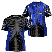 Load image into Gallery viewer, Personalized Racing Jersey UPF30+, Cool Bone Motorcycle Motocross Off-Road Riders Racewear - Blue| NMS625