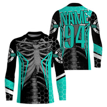 Load image into Gallery viewer, Personalized Racing Jersey UPF30+, Cool Bone Motorcycle Motocross Off-Road Riders - Turquoise| NMS1456