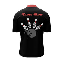 Load image into Gallery viewer, Custom Bowling Shirt for Men, Vintage Red&amp;Black Bowling Quarter-Zip Shirt for Team Eat Sleep Bowl NBZ164