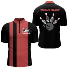 Load image into Gallery viewer, Custom Bowling Shirt for Men, Vintage Red&amp;Black Bowling Quarter-Zip Shirt for Team Eat Sleep Bowl NBZ164