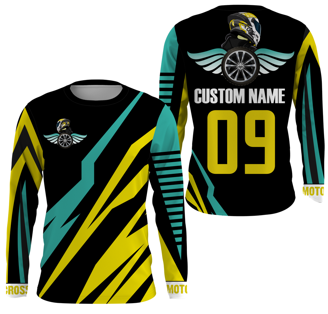 Personalized Motocross Jersey UPF30+ UV Protect, Off-Road Dirt Bike Racing Motorcycle Biker Shirt| NMS266