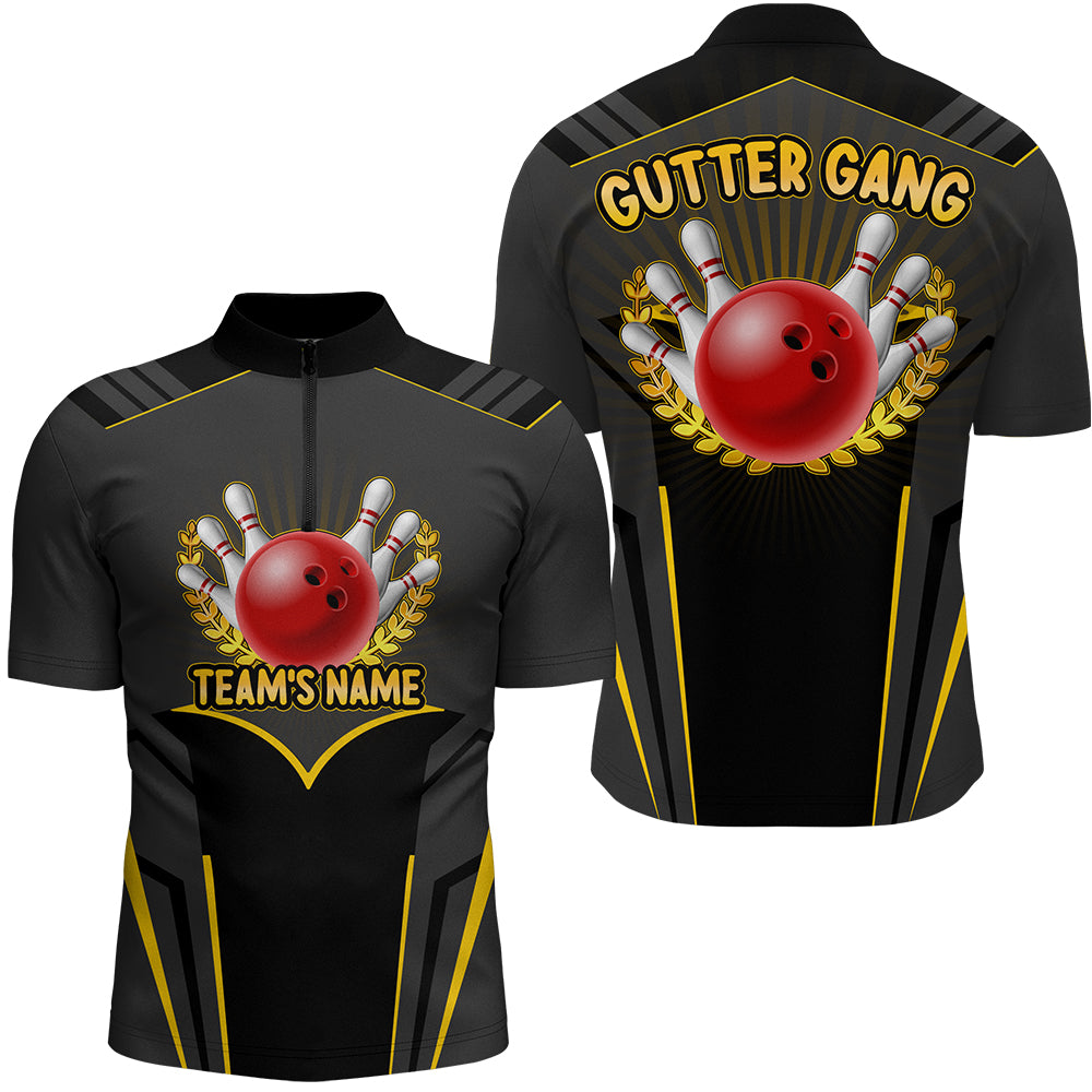 Gutter Gang Funny Bowling Shirt for Men Custom Bowling Jersey for Team 3D Print Bowling Quarter-Zip NBZ143