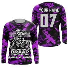 Load image into Gallery viewer, Brap Like A Girl Personalized Motocross Jersey UPF30+ Purple Women Girls Dirt Bike Racing Shirt NMS1388