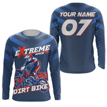 Load image into Gallery viewer, Extreme Dirt Bike Jersey Personalized UPF30+ Blue Motocross Supercross Racing Shirt Adult Youth NMS1392
