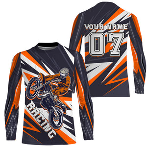 Personalized Racing Jersey Orange UPF30+ Youth Men Women Dirt Bike Shirt Supercross Motocross NMS1464