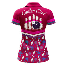 Load image into Gallery viewer, Polo Bowling Shirt for Women, Gutter Girl Pink Personalized Bowlers Jersey Short Sleeve NBP138