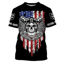 Load image into Gallery viewer, USA Bike Personalized Riding Jersey American Flag Skull Biker Shirt Patriotic Off-road Motorcycle NMS480