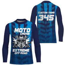Load image into Gallery viewer, Extreme Off-road Personalized Jersey UPF30+ Blue Motocross Skull Dirt Bike Racing Shirt NMS1390