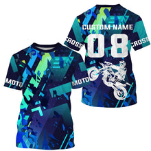 Load image into Gallery viewer, Blue Motocross Jersey Personalized UPF30+ Kid&amp;Adult Riders Dirt Bike Racing Off-road Motorcycle| NMS622