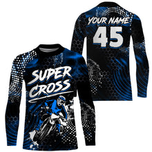 Load image into Gallery viewer, Personalized Supercross Jersey UPF30+ Men Women Kid Blue Dirt Bike SX Racing Shirt Off-road Riders NMS1369