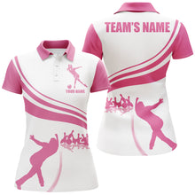 Load image into Gallery viewer, Personalized Polo Bowling Shirt for Women Pink Bowlers Custom Team Short Sleeves Jersey NBP104