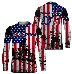 American Flag Motocross Jersey Personalized UPF30+ Adult&Kid Patriotic MX Racing Motorcycle Jersey| NMS720