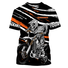 Load image into Gallery viewer, Motocross Personalized Jersey T-shirt UV Protect, Dirt Bike UPF 30+ Youth Long Sleeves Skull Biker| NMS363