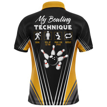 Load image into Gallery viewer, Funny Polo Bowling Shirt for Men Personalized Name Bowling Technique Vintage Bowler Jersey NBP120