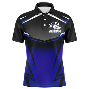 Custom Bowling Shirt for Men, Kingpins Blue Polo Bowling Shirt with Name, Men Bowlers Jersey League NBP181