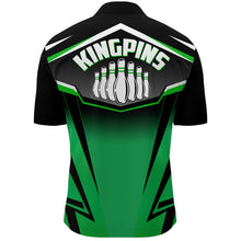 Load image into Gallery viewer, Custom Bowling Shirt for Men Kingpins Green Quarter-Zip Bowling Shirt with Name, Men Bowlers Jersey NBZ182