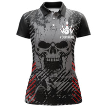 Load image into Gallery viewer, Personalized Skull Bowling Shirt for Women Custom Team&#39;s Name Bowling Jersey Lady Bowler Polo Shirt NBP126
