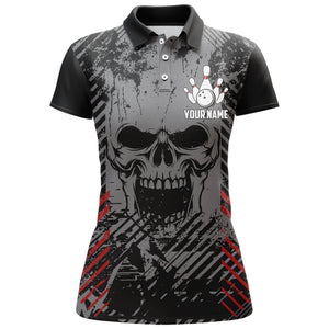 Personalized Skull Bowling Shirt for Women Custom Team's Name Bowling Jersey Lady Bowler Polo Shirt NBP126