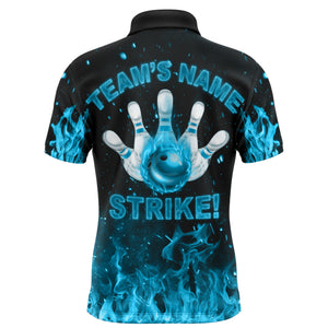 Custom Flames Bowling Shirt for Men, Strike Bowling Jersey for Team Fire League Bowling Polo Shirt NBP179