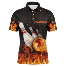 Load image into Gallery viewer, Custom Flames Bowling Shirt for Men, Strike Polo Bowling Shirt for Team, Men&#39;s Fire Bowling Jersey NBP152