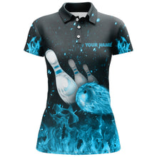 Load image into Gallery viewer, Custom Flames Bowling Shirt for Women, Strike Bowling Jersey for Team League Bowling Polo Shirt NBP179