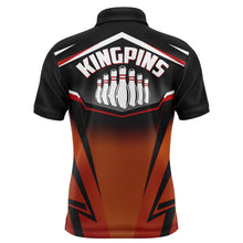 Load image into Gallery viewer, Custom Bowling Shirt for Men, Kingpins Orange Polo Bowling Shirt with Name, Men Bowlers Jersey NBP157